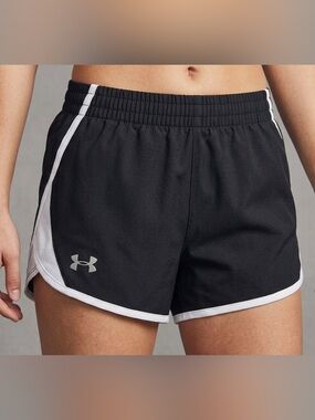 Under Armour Girls Fly-By 2.0 Running Shorts Black White Youth Medium YM / 10-12